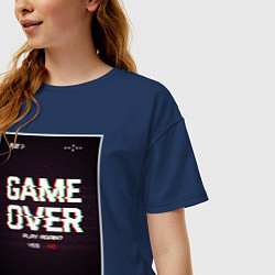 Футболка оверсайз женская Game Over: Glitch Effect, цвет: тёмно-синий — фото 2
