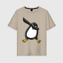 Футболка оверсайз женская DAB Pinguin, цвет: миндальный