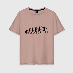 Футболка оверсайз женская Футбольная эволюция, цвет: пыльно-розовый