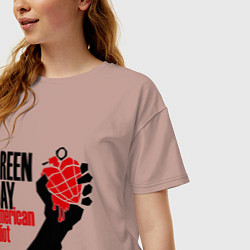Футболка оверсайз женская Green Day: American idiot, цвет: пыльно-розовый — фото 2