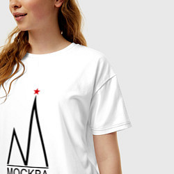 Футболка оверсайз женская Москва-чёрный логотип-2, цвет: белый — фото 2