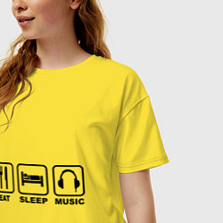 Футболка оверсайз женская Eat Sleep Music, цвет: желтый — фото 2
