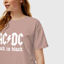 Футболка оверсайз женская ACDC BACK IN BLACK, цвет: пыльно-розовый — фото 2