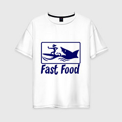 Футболка оверсайз женская Shark fast food, цвет: белый