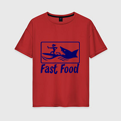 Женская футболка оверсайз Shark fast food