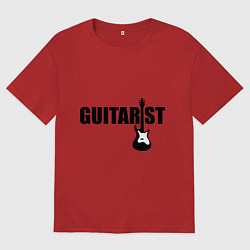 Футболка оверсайз женская Гитарист, цвет: красный