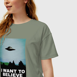 Футболка оверсайз женская I WANT TO BELIEVE, цвет: авокадо — фото 2
