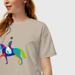 Футболка оверсайз женская Всадник на коне, цвет: миндальный — фото 2