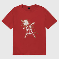 Футболка оверсайз женская Dabbing Unicorn, цвет: красный