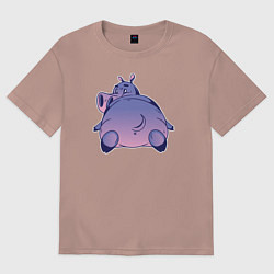 Футболка оверсайз женская Бегемотик, цвет: пыльно-розовый