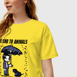 Футболка оверсайз женская Be kind to animals or I'll kil, цвет: желтый — фото 2