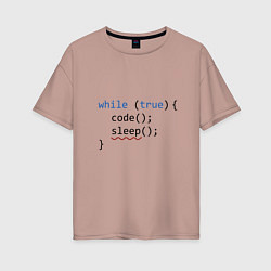 Футболка оверсайз женская Code - sleep, цвет: пыльно-розовый