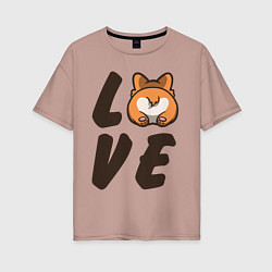 Женская футболка оверсайз Love Corgi