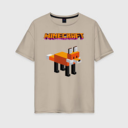 Футболка оверсайз женская Minecraft - лиса, цвет: миндальный