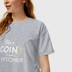Футболка оверсайз женская Toss a coin to your Witcher, цвет: меланж — фото 2