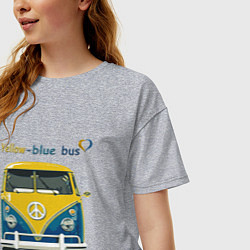 Футболка оверсайз женская Я люблю вас Yellow-blue bus, цвет: меланж — фото 2