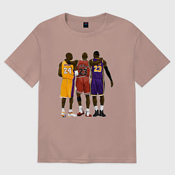 Футболка оверсайз женская Kobe, Michael, LeBron, цвет: пыльно-розовый