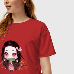 Футболка оверсайз женская Незуко Камадо, цвет: красный — фото 2