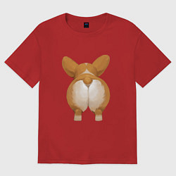 Футболка оверсайз женская Корги, цвет: красный