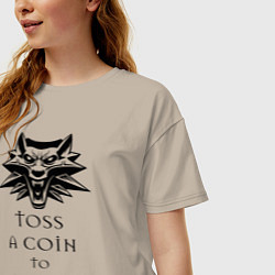 Футболка оверсайз женская Toss a coin to your witcher, цвет: миндальный — фото 2