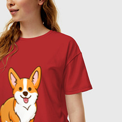 Футболка оверсайз женская Корги, цвет: красный — фото 2