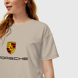 Футболка оверсайз женская PORSCHE, цвет: миндальный — фото 2