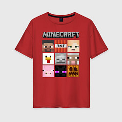Футболка оверсайз женская MINECRAFT, цвет: красный