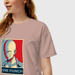 Футболка оверсайз женская ONE-PUNCH MAN, цвет: пыльно-розовый — фото 2