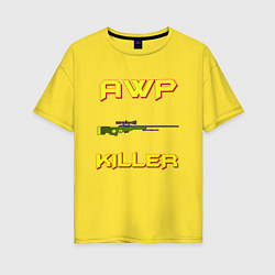 Футболка оверсайз женская AWP killer 2, цвет: желтый