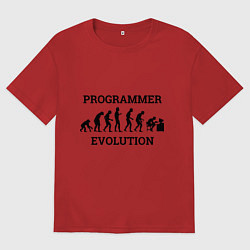 Футболка оверсайз женская Эволюция программиста, цвет: красный