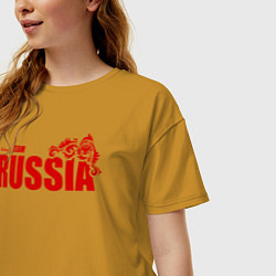 Футболка оверсайз женская Russia, цвет: горчичный — фото 2