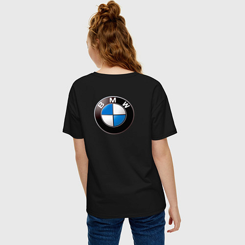 Женская футболка оверсайз BMW оскал / Черный – фото 4
