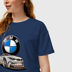 Футболка оверсайз женская BMW оскал, цвет: тёмно-синий — фото 2
