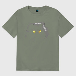 Футболка оверсайз женская Грозовой, кошак пушистый, цвет: авокадо