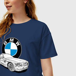 Футболка оверсайз женская BMW, цвет: тёмно-синий — фото 2