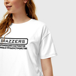 Футболка оверсайз женская Brazzers организация кастингов помощь в трудоустро, цвет: белый — фото 2