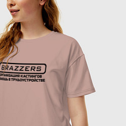 Футболка оверсайз женская Brazzers организация кастингов помощь в трудоустро, цвет: пыльно-розовый — фото 2