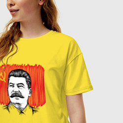 Футболка оверсайз женская Сталин и флаг СССР, цвет: желтый — фото 2