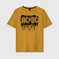 Футболка оверсайз женская ACDC, цвет: горчичный