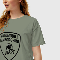 Футболка оверсайз женская Lamborghini Logo Dark, цвет: авокадо — фото 2