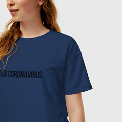 Футболка оверсайз женская Fuck Coronavirus, цвет: тёмно-синий — фото 2