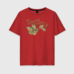 Футболка оверсайз женская Tom & Jerry: Retro, цвет: красный