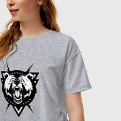 Футболка оверсайз женская Медведь, цвет: меланж — фото 2