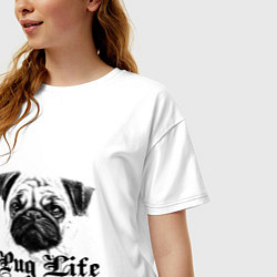 Футболка оверсайз женская Pug life, цвет: белый — фото 2