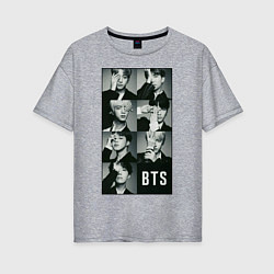 Футболка оверсайз женская BTS, цвет: меланж