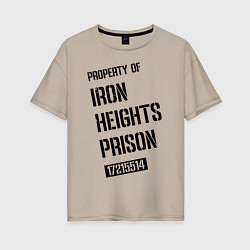 Футболка оверсайз женская Iron Heights Prison, цвет: миндальный