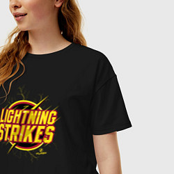Футболка оверсайз женская Lightning Strikes, цвет: черный — фото 2