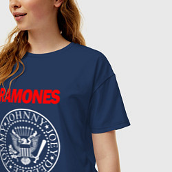 Футболка оверсайз женская RAMONES, цвет: тёмно-синий — фото 2