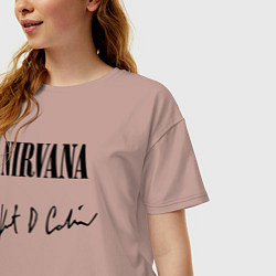 Футболка оверсайз женская NIRVANA АВТОГРАФ КУРТА КОБЕЙНА, цвет: пыльно-розовый — фото 2