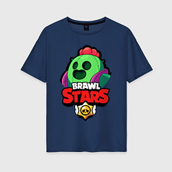 Футболка оверсайз женская BRAWL STARS SPIKE, цвет: тёмно-синий